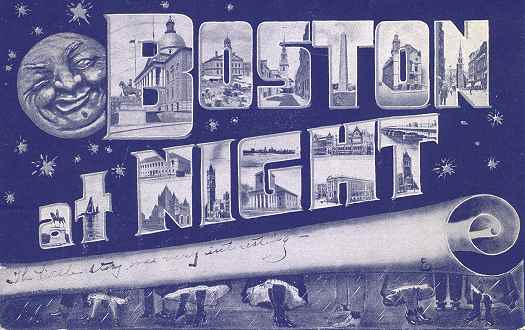 Free Postcard Image Boston At Night, 1908